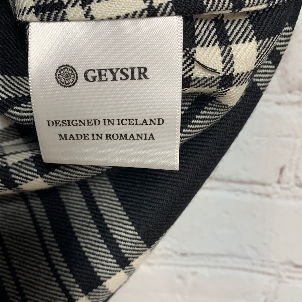 Geysir Icelandic Black Cream Plaid Wool Shirt Dress Size S 38” - Picture 4 of 6